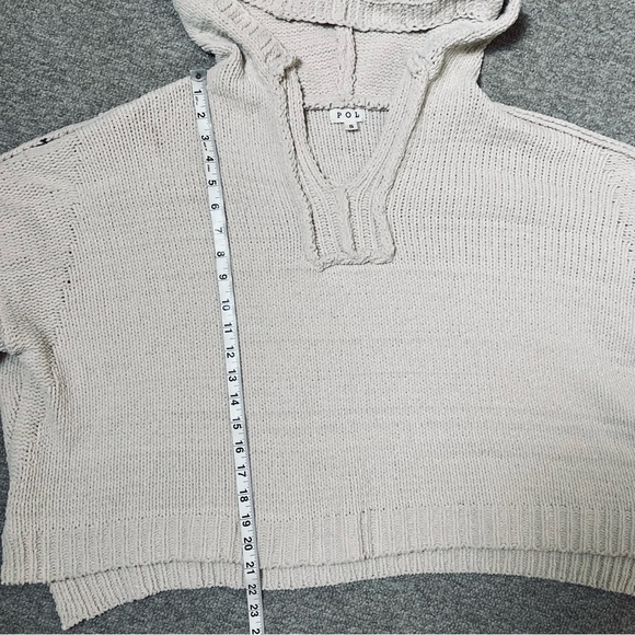 POL Oversized Chunky Knit Hooded Sweater Bishop Sleeves - Picture 6 of 7